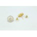 Ear tops studs Earrings yellow Gold Plated white Zircon Stone round flower